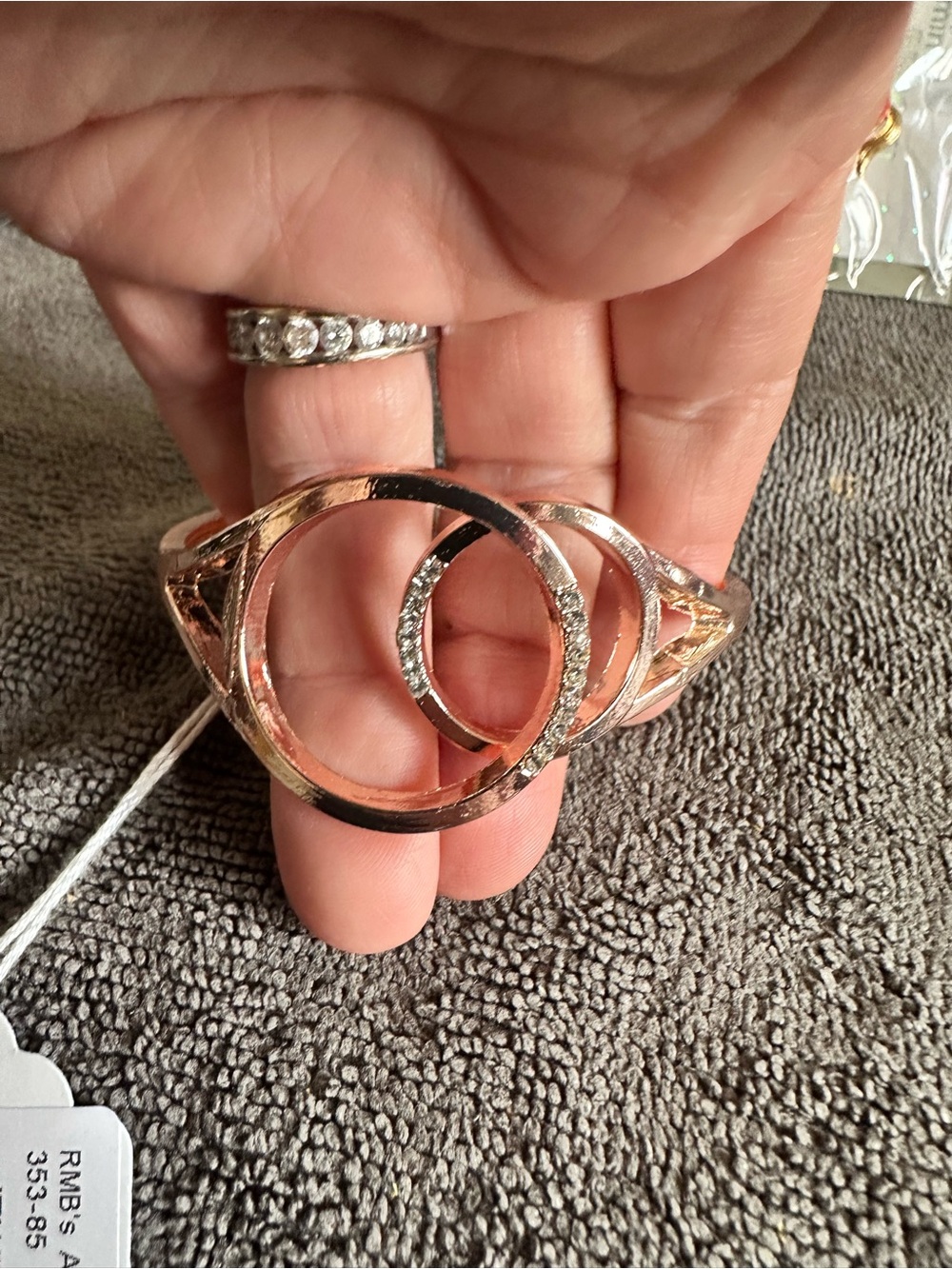 Interlocking Circle Rose Gold Bracelet with Crystal Accents